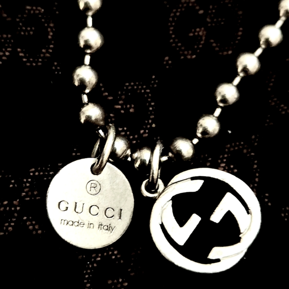 Authentic Rare Gucci Silver GG Boule Necklace 22"